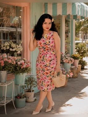 ALYX Pink Orange Yellow Green Floral Sleeveless Midi Dress NWT dress